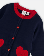 Load image into Gallery viewer, Deux Par Deux Cardi with Red Embroidered Hearts
