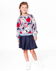 Deux Par Deux Apple Heart Jacquard Sweater
