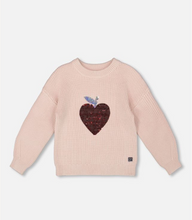 Load image into Gallery viewer, Deux Par Deux Sequin Heart Sweater Soft Pink
