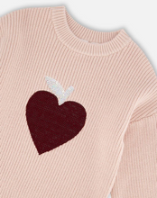 Load image into Gallery viewer, Deux Par Deux Sequin Heart Sweater Soft Pink
