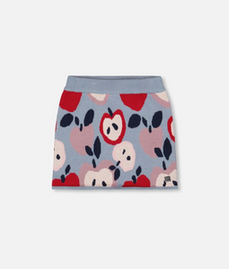 Deux Par Deux Apple Heart Jacquard Knit Skirt