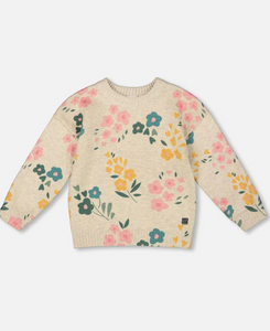 Deux Par Deux Floral Print Sweater
