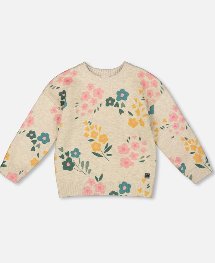 Deux Par Deux Floral Print Sweater