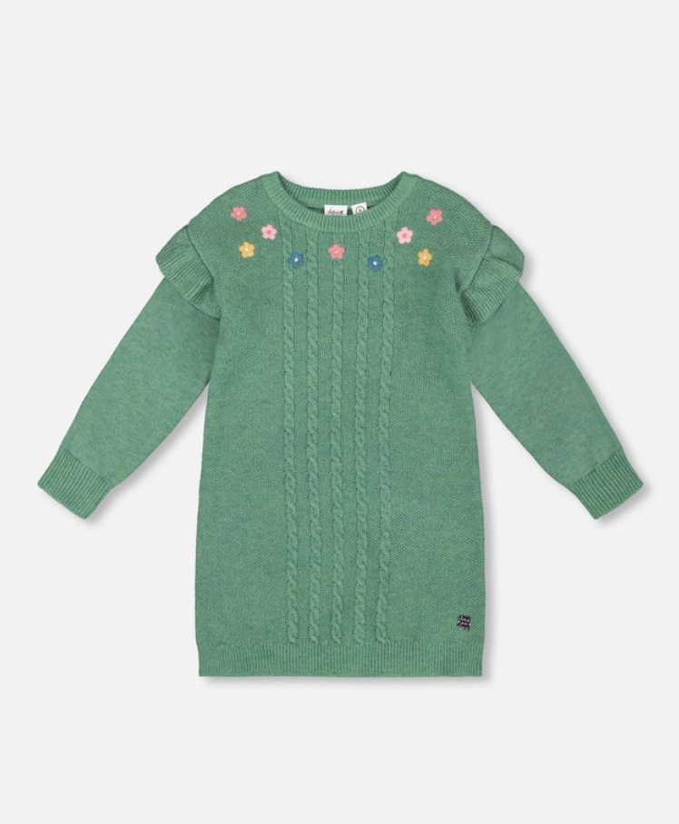 Deux Par Deux Sweater Knit Dress Sage Green