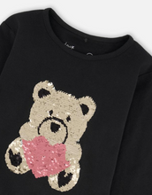 Load image into Gallery viewer, Deux Par Deux Sequin Teddy Bear Tee
