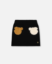 Load image into Gallery viewer, Deux Par Deux Knit Skirt with Fuzzy Bears
