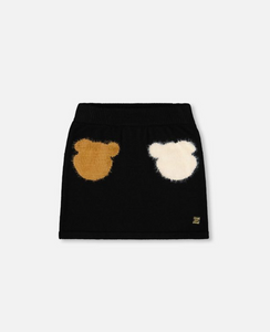 Deux Par Deux Knit Skirt with Fuzzy Bears