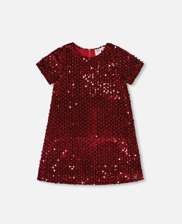 Deux Par Deux Sequin Dress Rumba Red