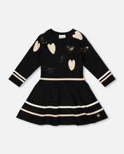 Load image into Gallery viewer, Deux Par Deux Glittery Heart Motif Sweater Dress
