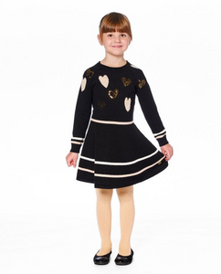 Deux Par Deux Glittery Heart Motif Sweater Dress