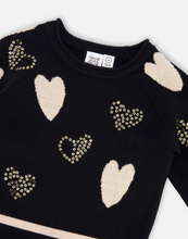 Load image into Gallery viewer, Deux Par Deux Glittery Heart Motif Sweater Dress
