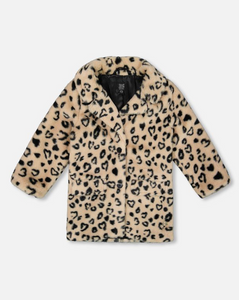 Deux Par Deux Faux Fur Long Coat Leopard