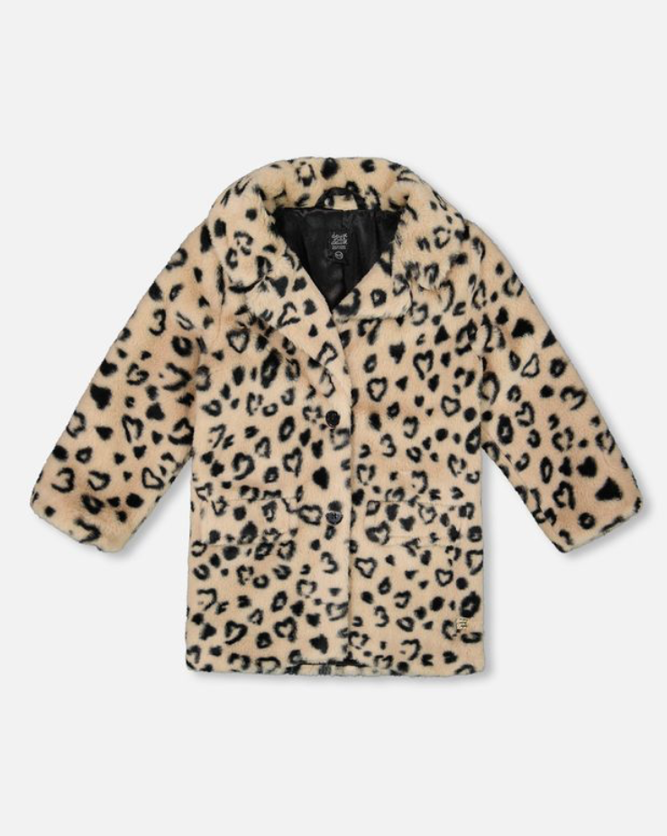 Deux Par Deux Faux Fur Long Coat Leopard