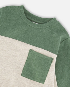 Deux Par Deux Colorblock Top Green