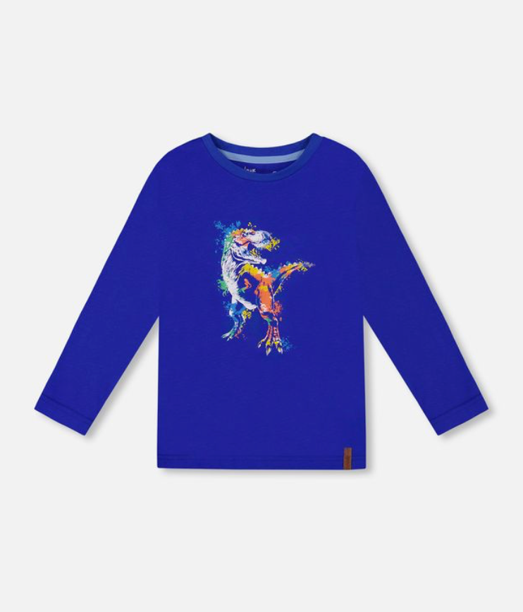 Deux Par Deux Dino Print Tee Blue