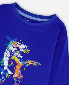 Deux Par Deux Dino Print Tee Blue