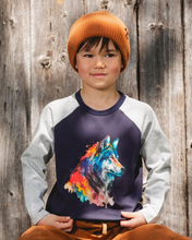 Load image into Gallery viewer, Deux Par Deux Wolf Print Tee Navy
