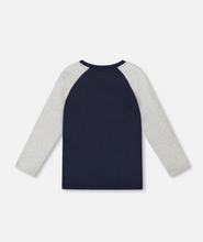Load image into Gallery viewer, Deux Par Deux Wolf Print Tee Navy
