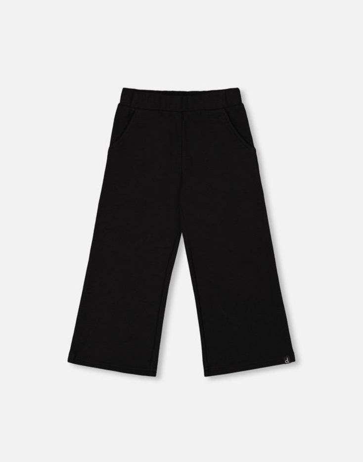 Deux Par Deux Wide Leg Pant Waffle Black