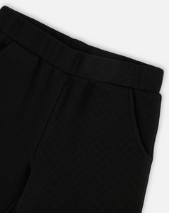 Deux Par Deux Wide Leg Pant Waffle Black