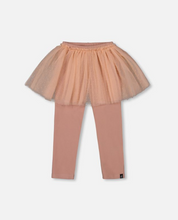 Load image into Gallery viewer, Deux Par Deux Legging with Tulle Skirt Overlay Misty Rose
