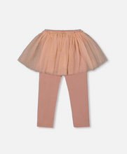 Load image into Gallery viewer, Deux Par Deux Legging with Tulle Skirt Overlay Misty Rose
