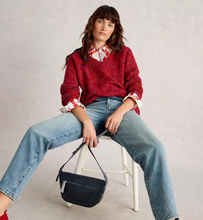 Load image into Gallery viewer, White Stuff UK Textured V Neck Sweater Mid Red
