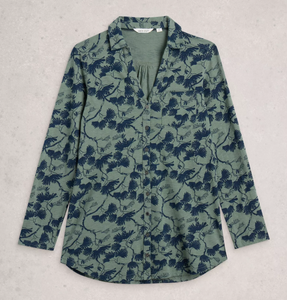 White Stuff UK Annie Longline Shirt Green Multi