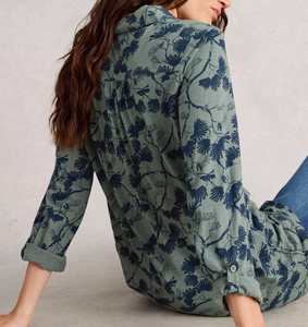 White Stuff UK Annie Longline Shirt Green Multi