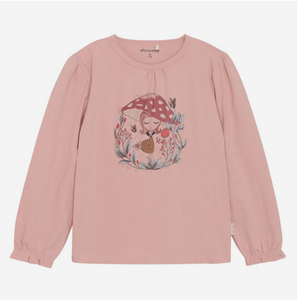 Minymo Mushroom Girl Tee Rose