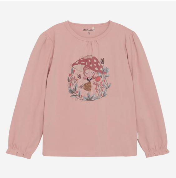 Minymo Mushroom Girl Tee Rose