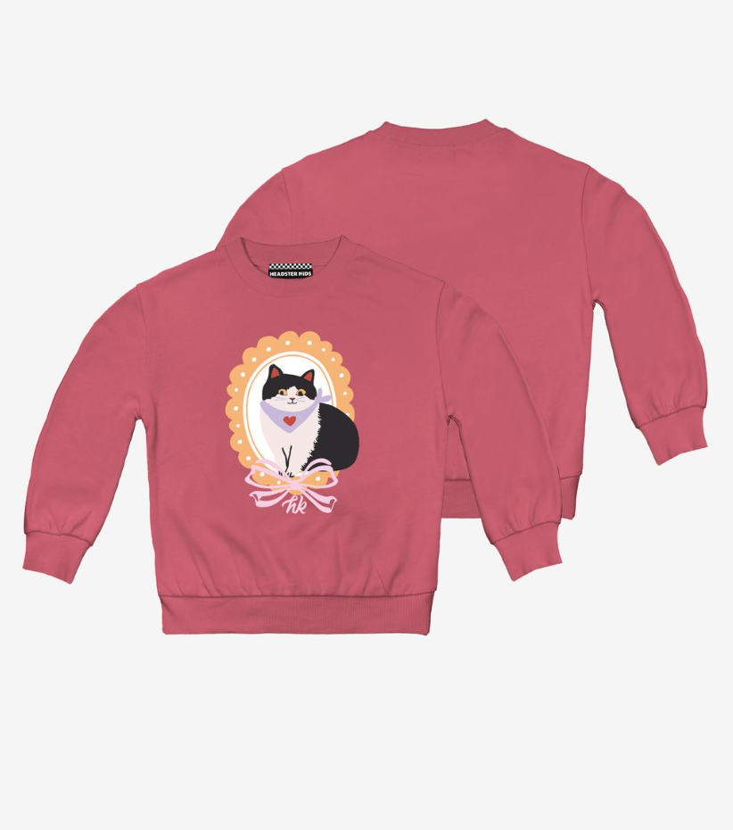 Headster Kitty Charm Sweatshirt Clay Rose