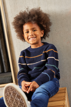 Load image into Gallery viewer, Minymo Stripe Cotton Sweater Navy
