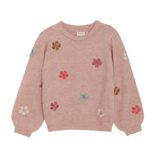 Load image into Gallery viewer, Minymo Flower Embroidered Sweater Misty Rose
