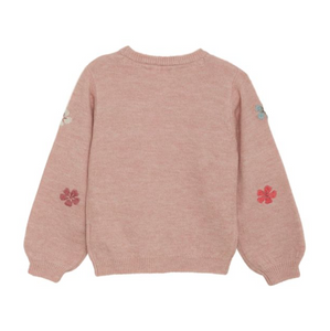 Minymo Flower Embroidered Sweater Misty Rose