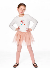 Load image into Gallery viewer, Deux Par Deux Legging with Tulle Skirt Overlay Misty Rose
