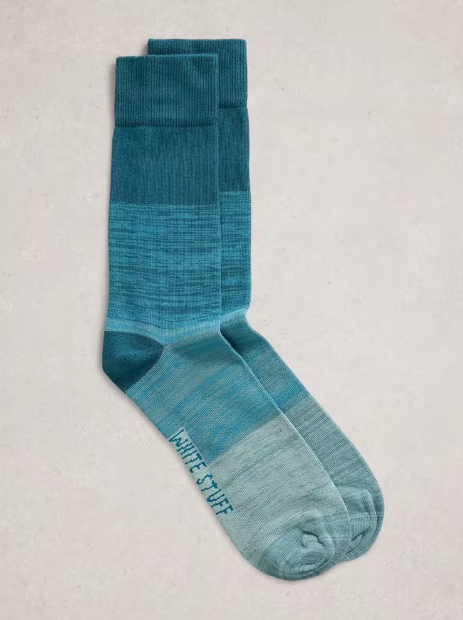 White Stuff UK Mens Spacedye Ankle Sock Blue Multi