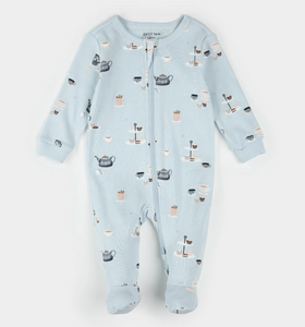 Petit Lem Tea Party Print Sleeper Sky Blue