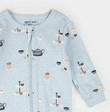 Load image into Gallery viewer, Petit Lem Tea Party Print Sleeper Sky Blue
