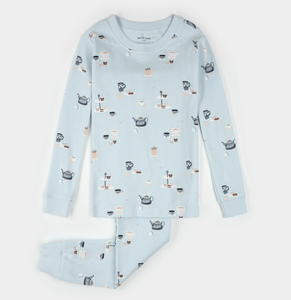 Petit Lem Tea Party Print Pyjamas Sky Blue