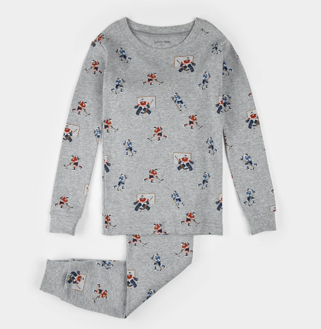 Petit Lem Hockey Players Print Baby Pyjamas