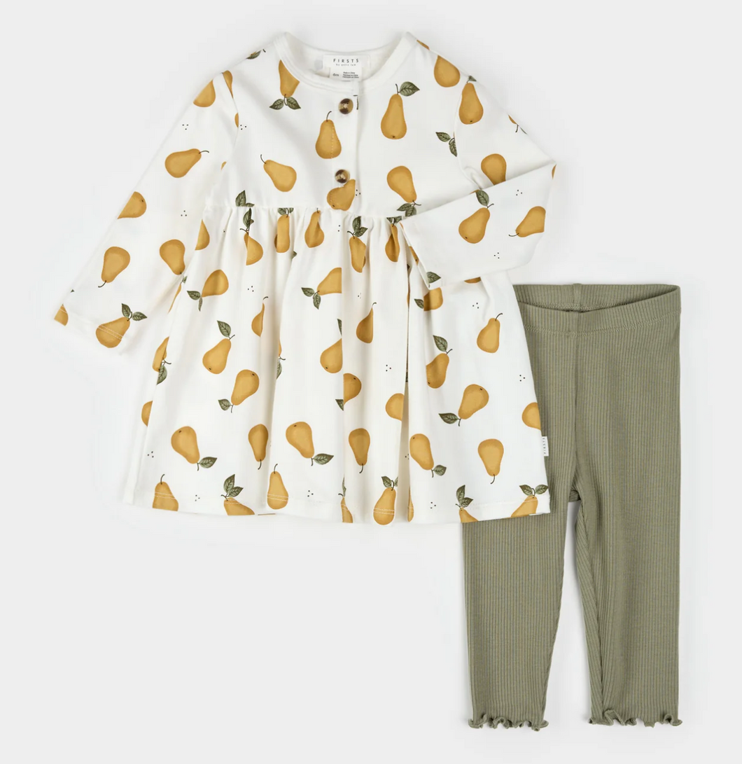 Petit Lem Pear Print Dress and Legging