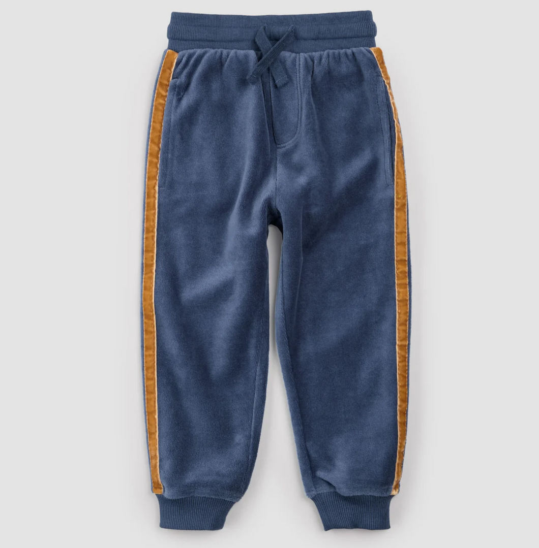 Miles Retro Stripe Blue Velour Jogger