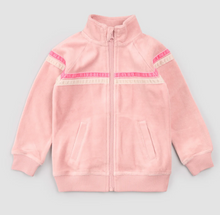 Load image into Gallery viewer, Miles Retro Stripe Pink Velour Track Jacket
