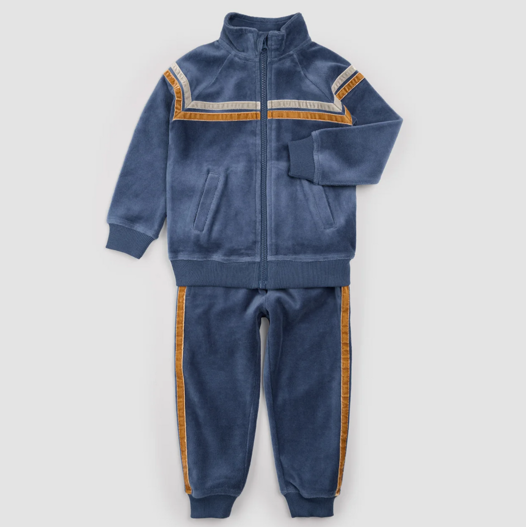 Miles Baby Velour Tracksuit Blue