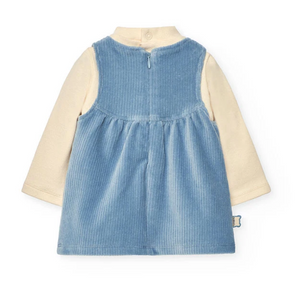 Boboli Bear Appliqué Velour Jumper, Onesie and Tights