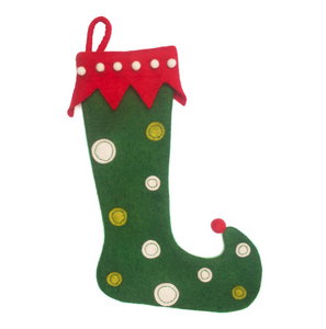 Felt Dot Christmas Stocking Green