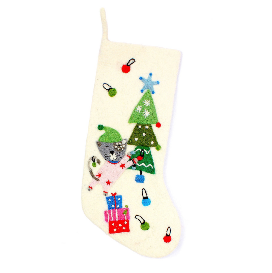 Felt Cat Christmas Stocking