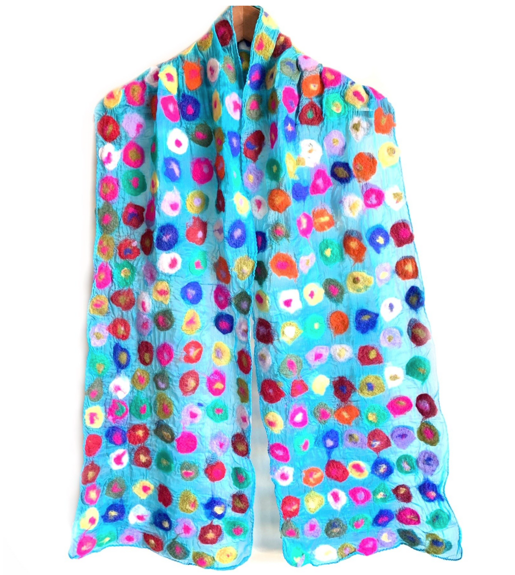 Dot Oblong Scarf Turquoise