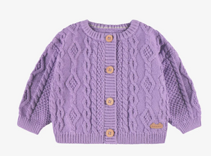 Souris Mini Cable Knit Baby Sweater Purple